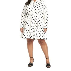 Ava & Viv Black White Polka-Dot  A-Line Dress Plus Size 3X 22/24 100% Cotton